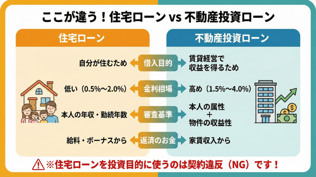 不動産投資ローンと住宅ローンの違い