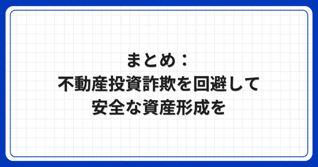 まとめ：不動産投資詐欺を回避して安全な資産形成を