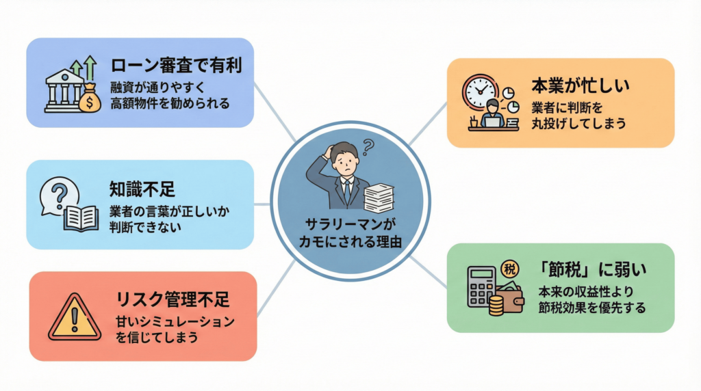 サラリーマンが不動産投資でカモにされる原因や理由