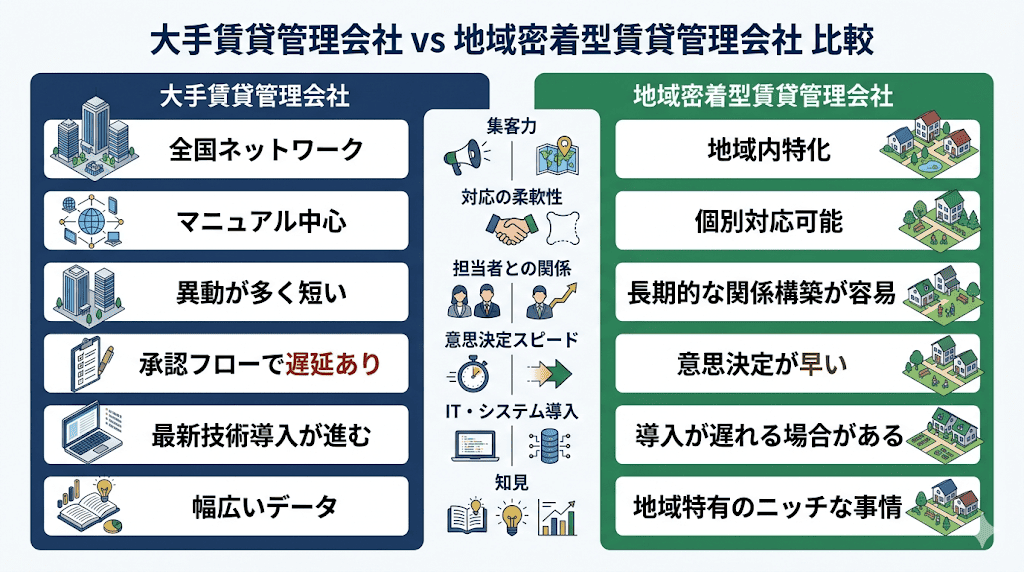 大手と地域密着型の賃貸管理会社はどっちがいい？
